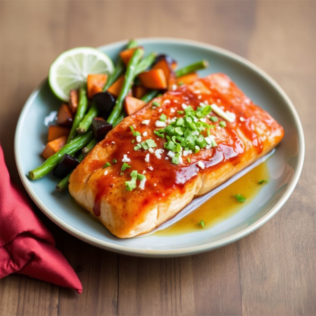 Spiced Salmon with Coconut-Lime Glaze and Roasted Sweet Potato