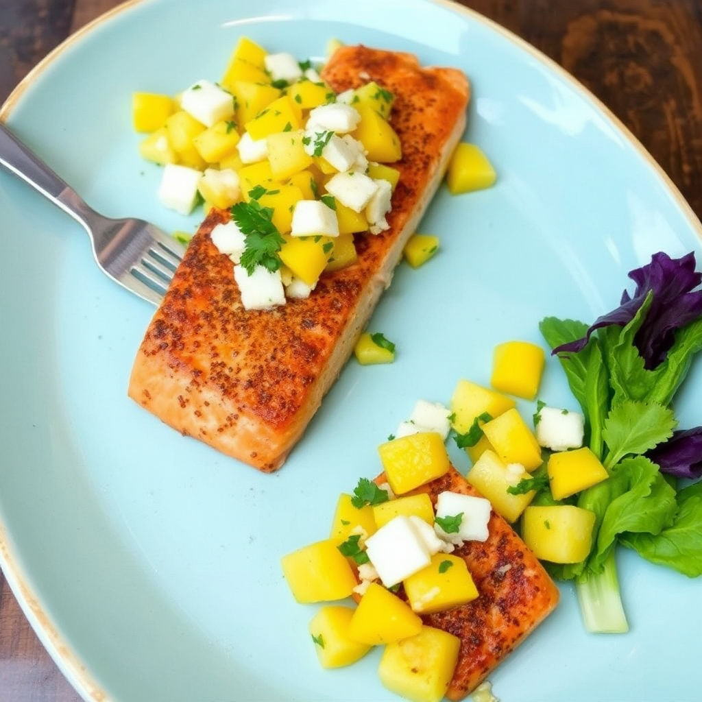 Spiced Salmon with Coconut-Mango Salsa