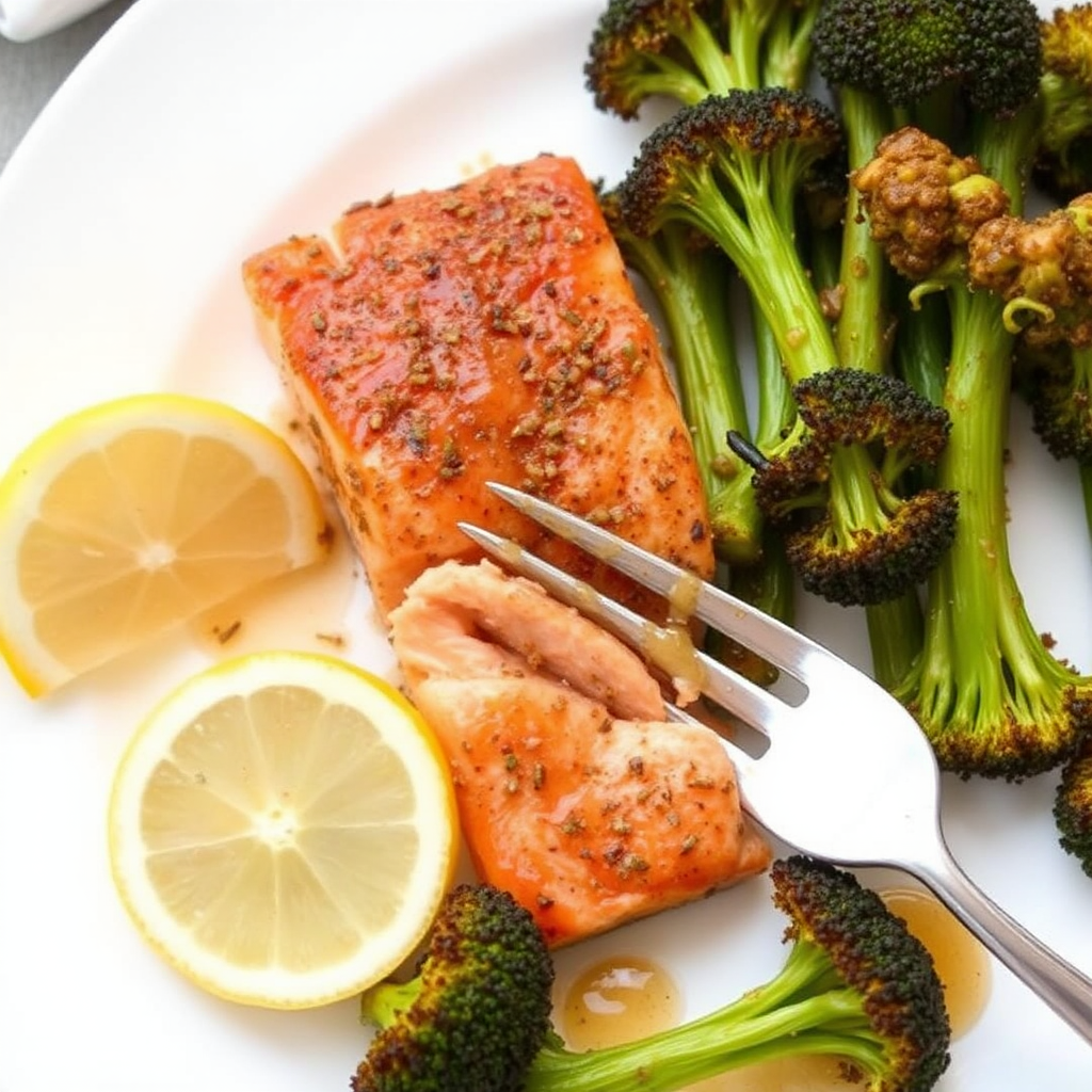 Spiced Salmon with Roasted Broccoli and Honey-Citrus Glaze