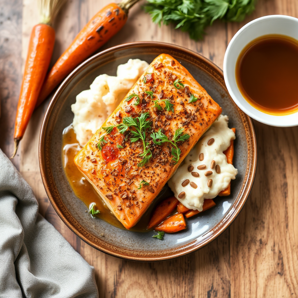 Spiced Salmon with Roasted Carrots and Honey-Lime Glaze