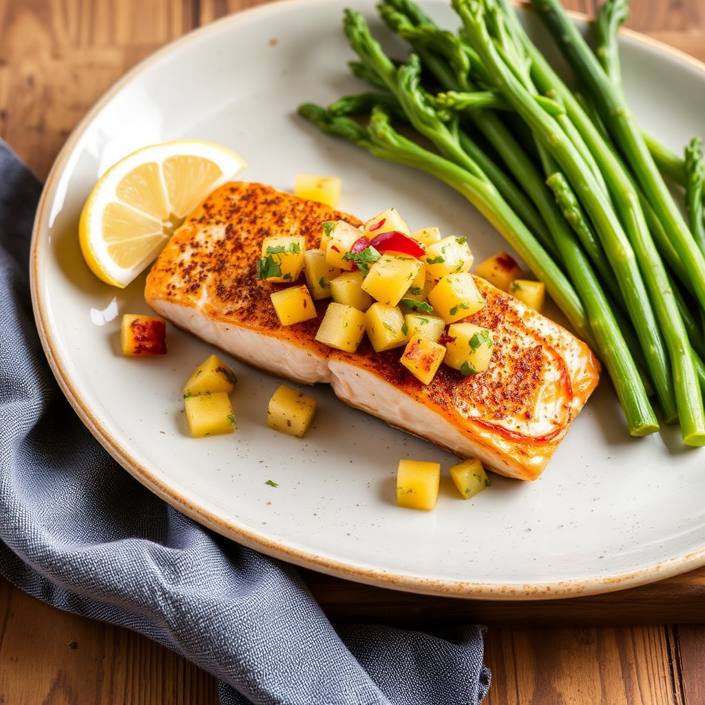 Spiced Salmon with Roasted Pineapple Salsa