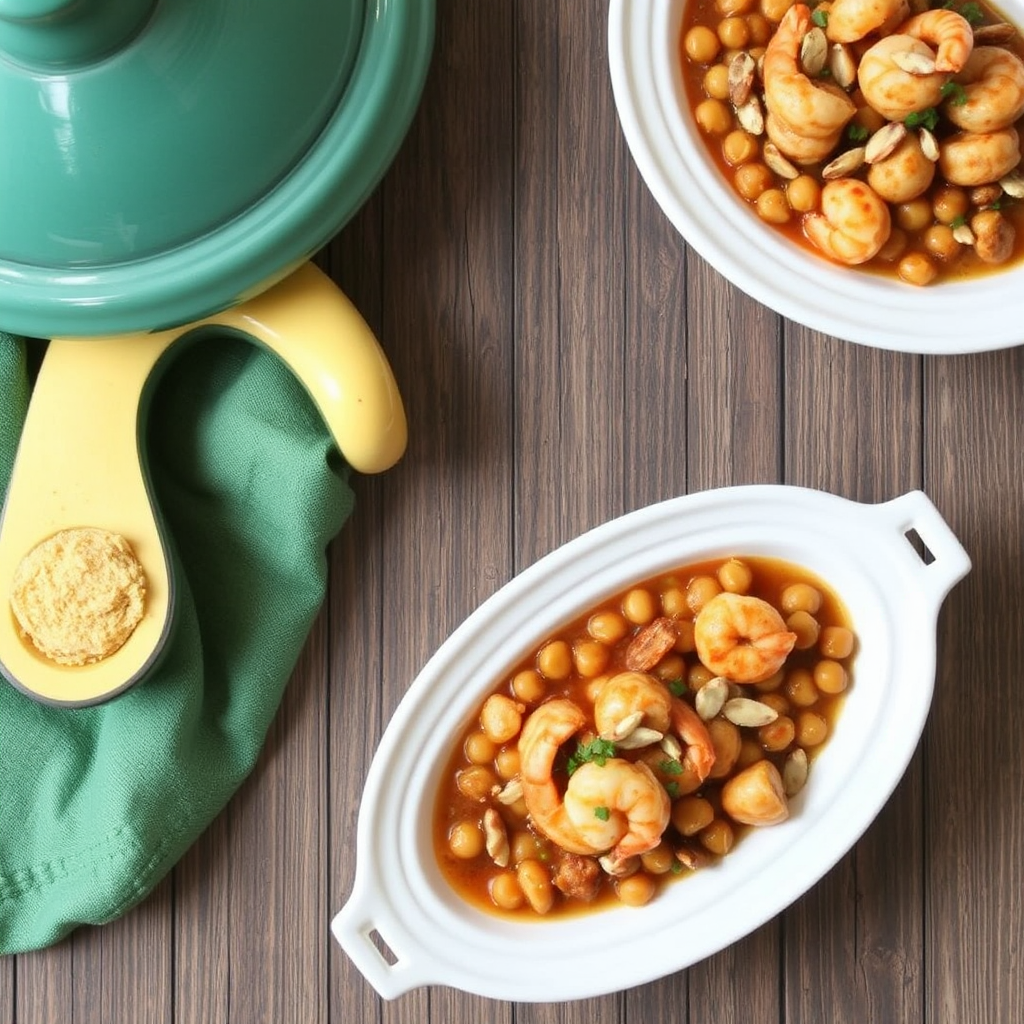 Spiced Shrimp and Chickpea Tagine with Toasted Almonds