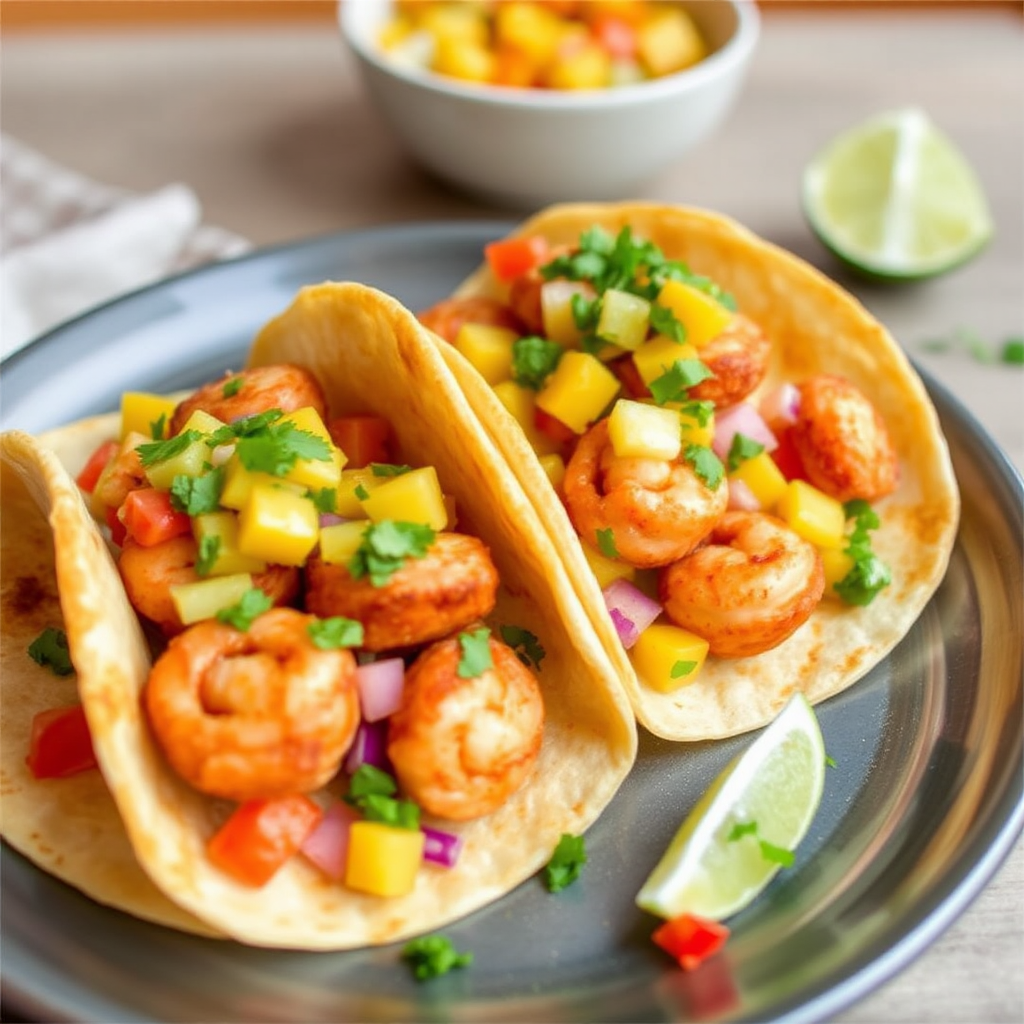 Spiced Shrimp & Mango Salsa Tacos