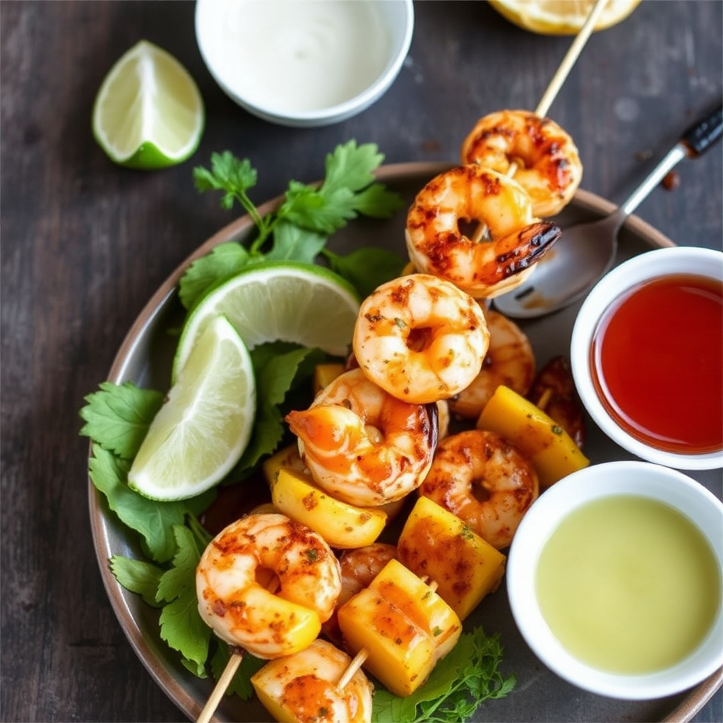 Spiced Shrimp and Mango Skewers with Coconut Lime Glaze