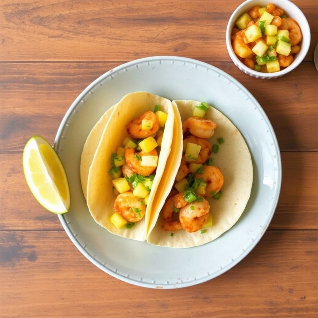 Spiced Shrimp & Pineapple Salsa Tacos