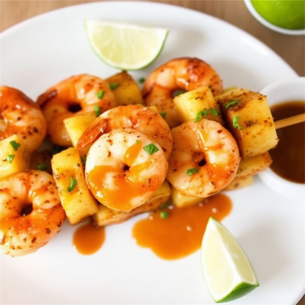 Spiced Shrimp and Pineapple Skewers with Coconut Lime Glaze