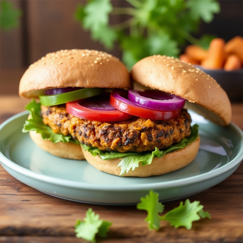 Spiced Sweet Potato and Black Bean Burgers