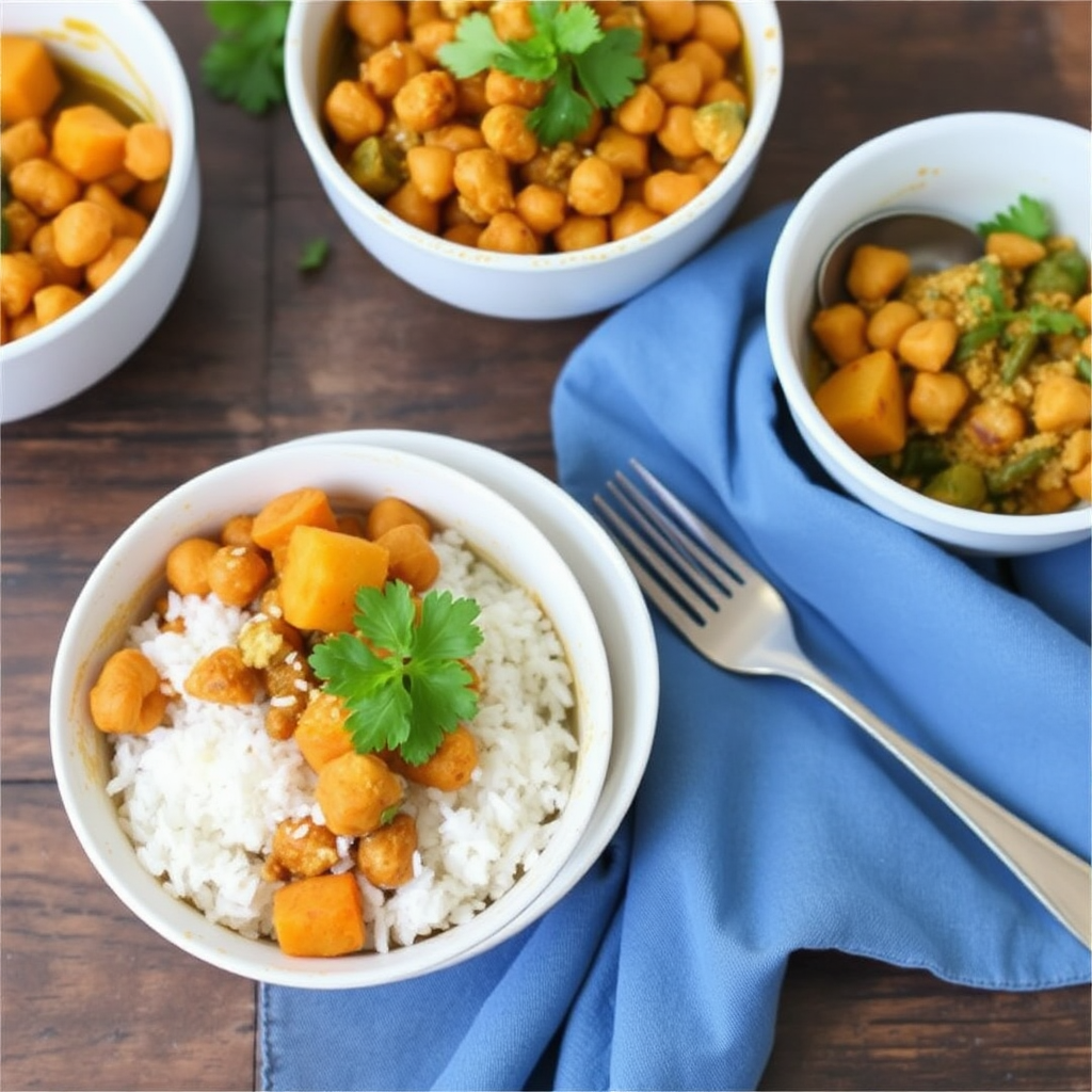 Spiced Sweet Potato and Chickpea Curry with Toasted Coconut