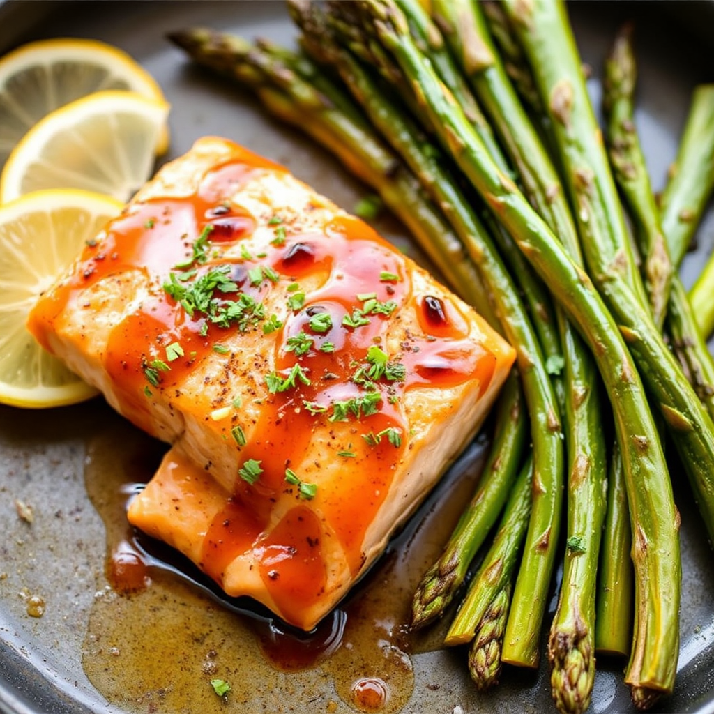 Spicy Citrus Salmon with Roasted Asparagus and Honey-Ginger Glaze