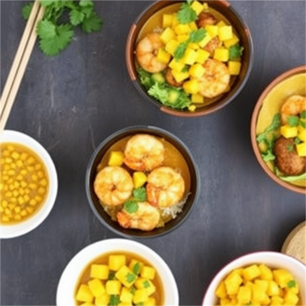 Spicy Coconut Shrimp Curry Bowls with Mango Salsa