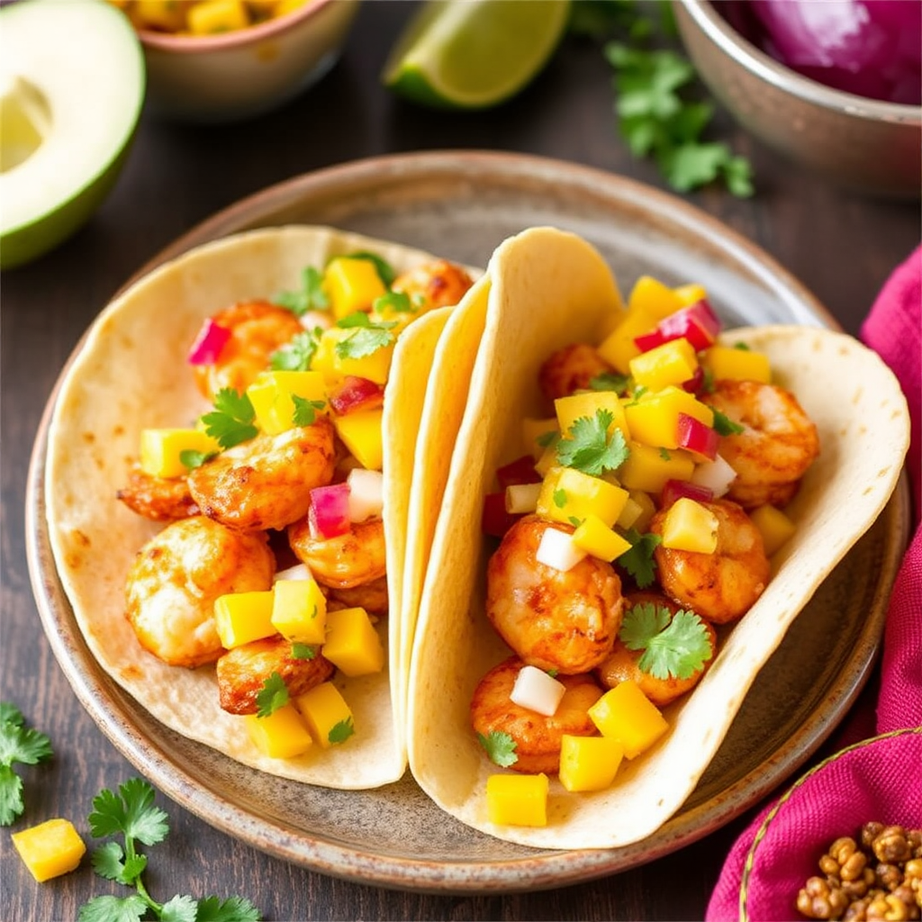 Spicy Coconut Shrimp Tacos with Mango Salsa