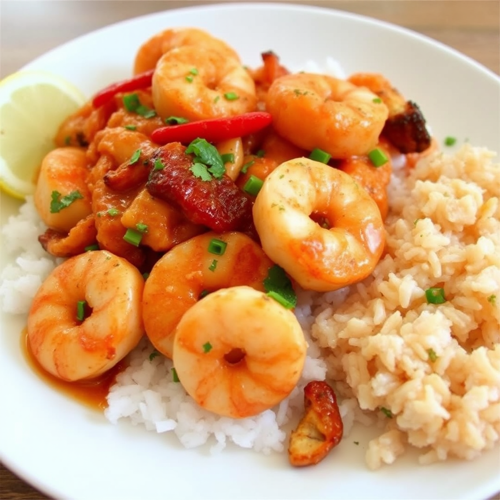 Spicy Garlic & Shrimp Scampi with Coconut Rice