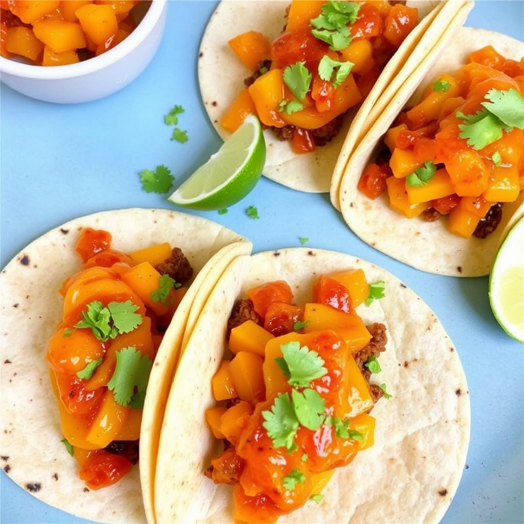 Spicy Mango Chili Jam Tacos