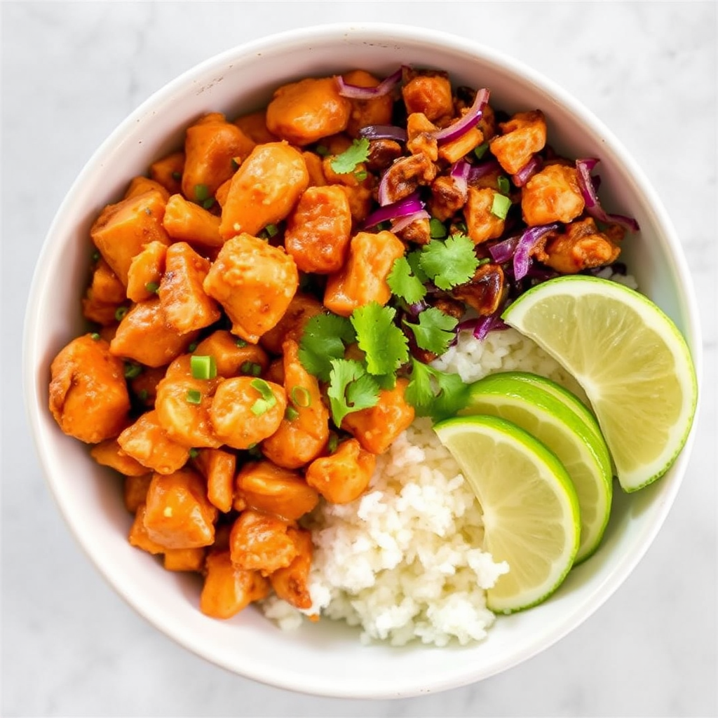 Spicy Peanut Chicken Bowls with Coconut Lime Rice