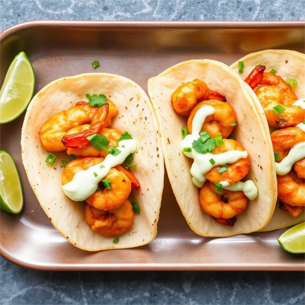 Spicy Pineapple-Glazed Shrimp Tacos with Cilantro-Lime Crema