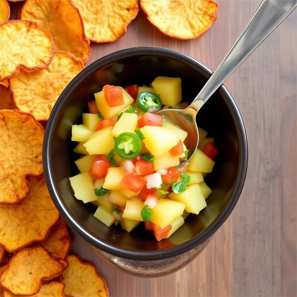 Spicy Pineapple-Jalapeño Salsa with Crispy Plantain Chips