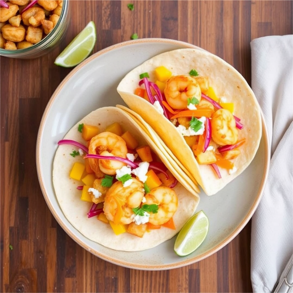 Spicy Pineapple Saffron Shrimp Tacos