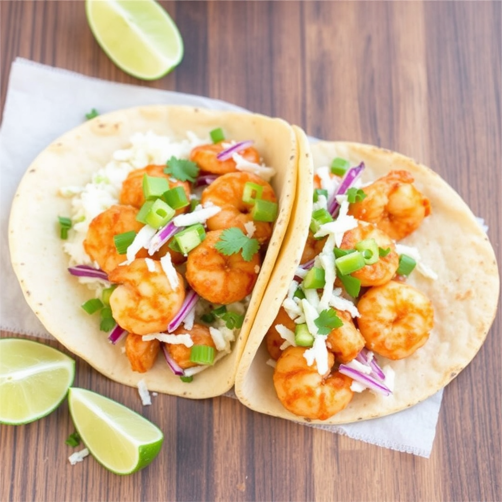 Spicy Pineapple Shrimp Tacos with Coconut Slaw