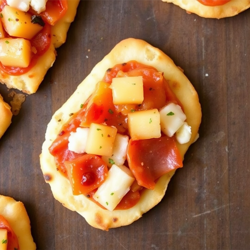 Spicy Pineapple and Prosciutto Flatbread Pizza Bites