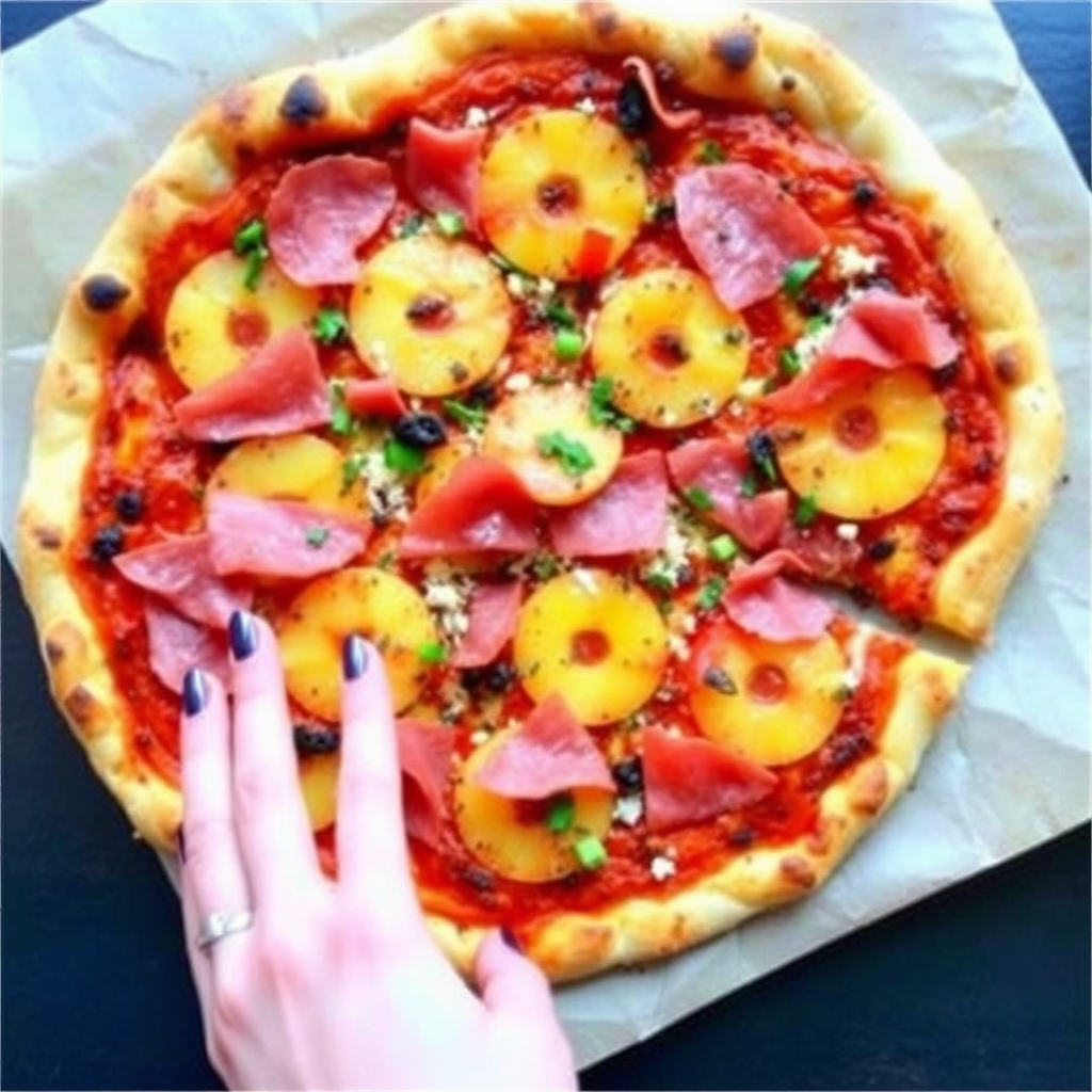 Spicy Pineapple and Prosciutto Flatbread Pizza