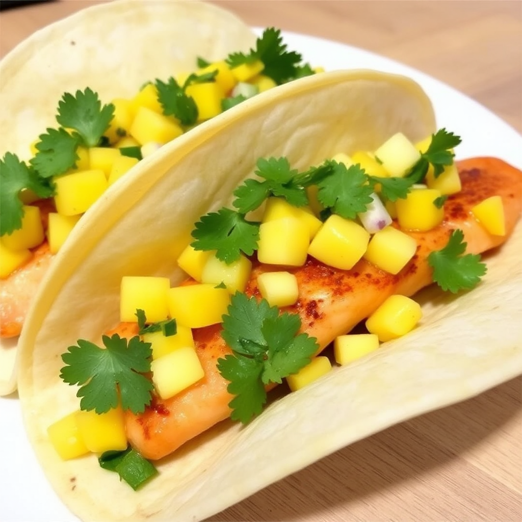 Spicy Salmon Tacos with Mango Salsa