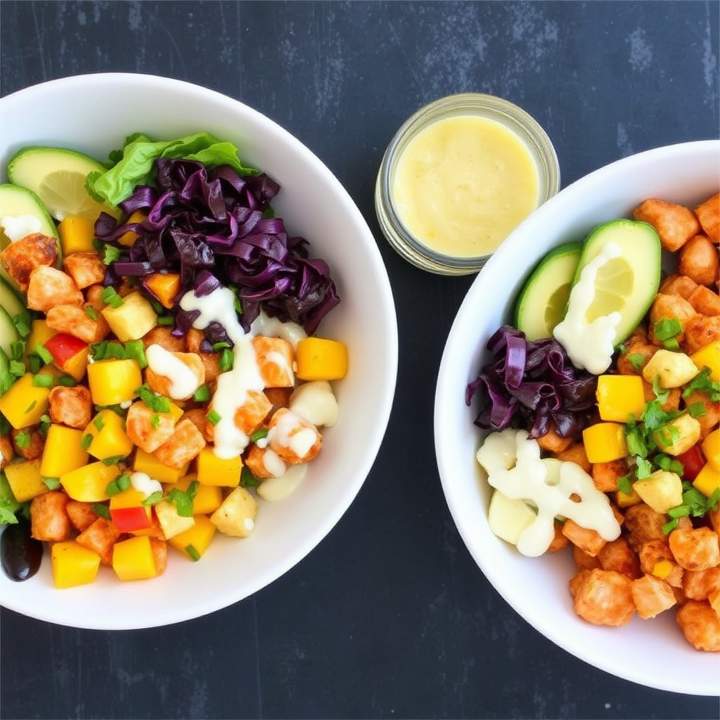 Spicy Salmon & Mango Salsa Bowls with Coconut Lime Dressing