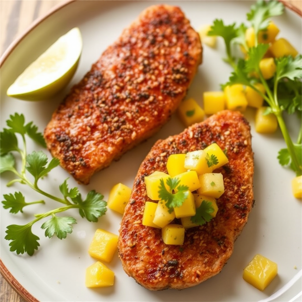 Spicy Sesame-Crusted Tuna Steaks with Mango Salsa