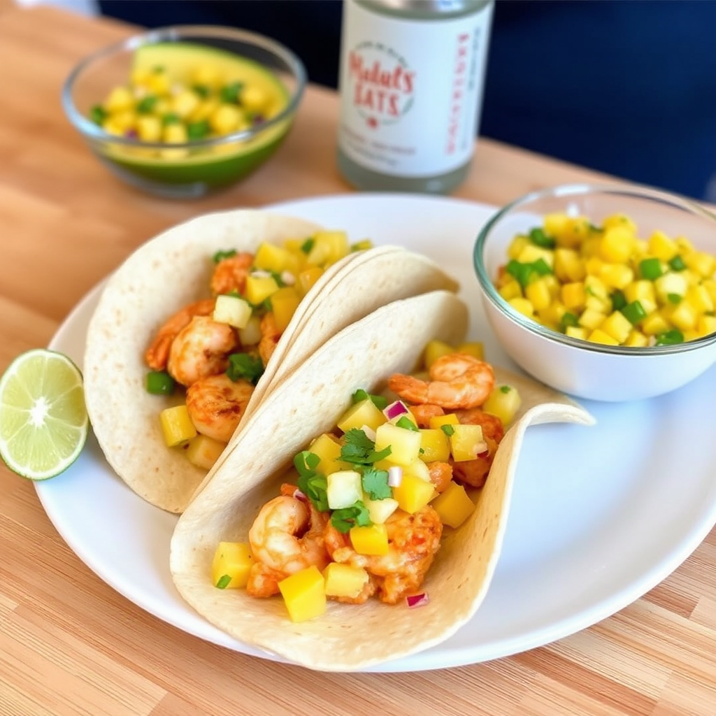 Spicy Shrimp and Pineapple Tacos with Mango Salsa