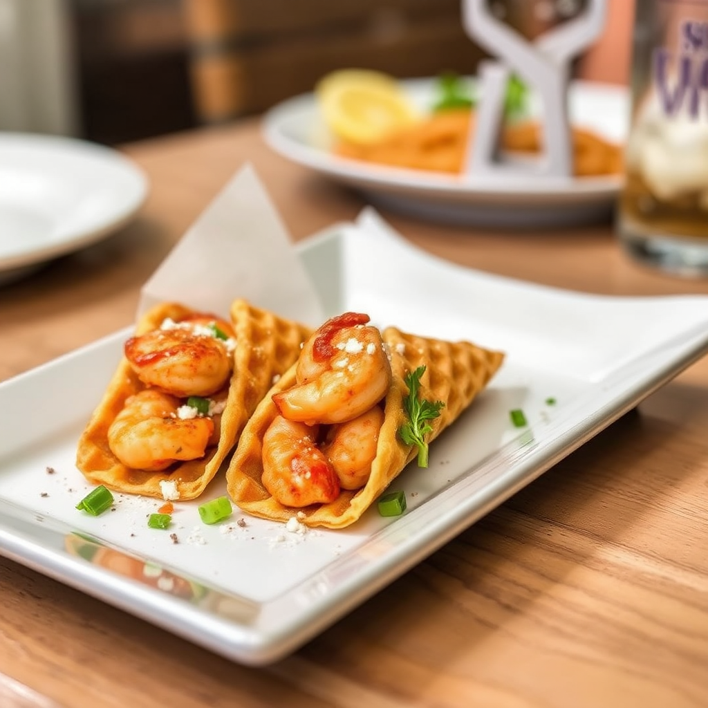 Spicy Shrimp and Waffle Cones