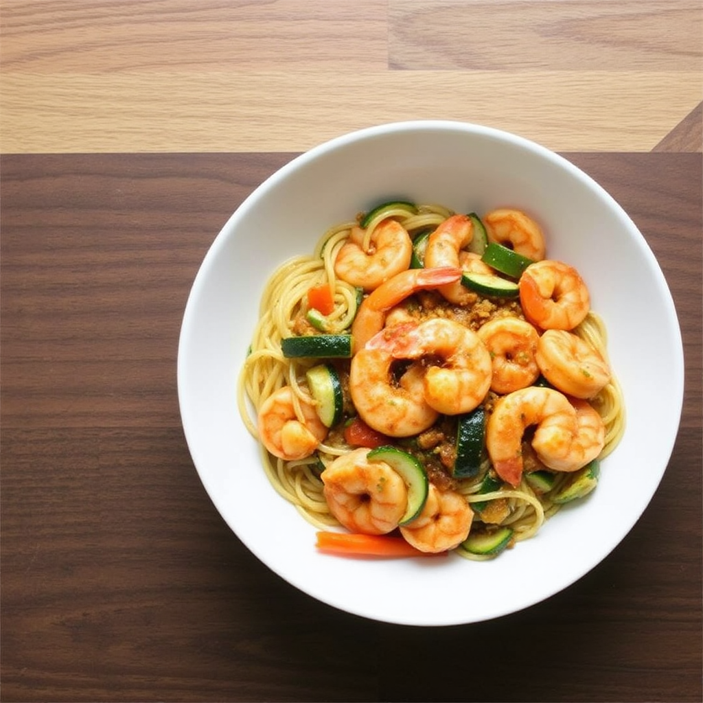 Spicy Shrimp & Zucchini Noodle Stir-Fry