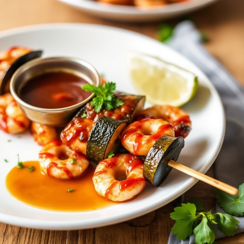 Spicy Shrimp & Zucchini Skewers with Coconut Lime Glaze