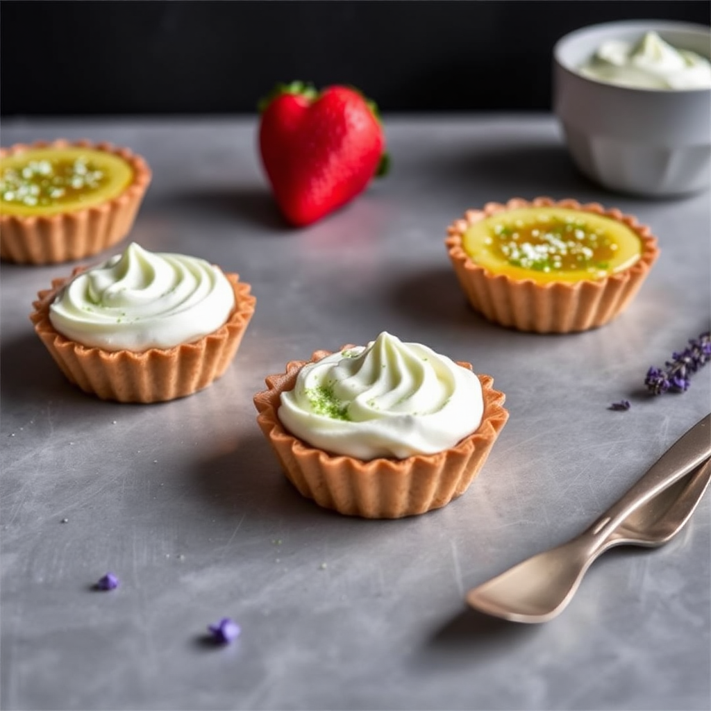 Stardust Crème Brûlée Tarts with Matcha-Infused Lavender Whipped Cream