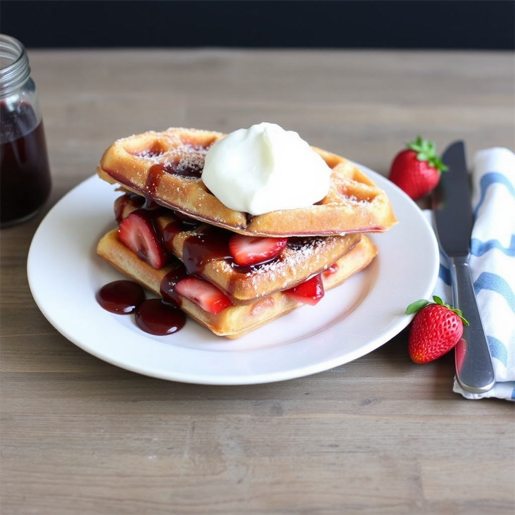 Strawberry Balsamic French Toast Waffle Sandwiches