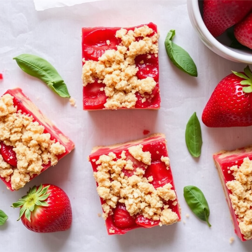 Strawberry Basil Crumble Bars