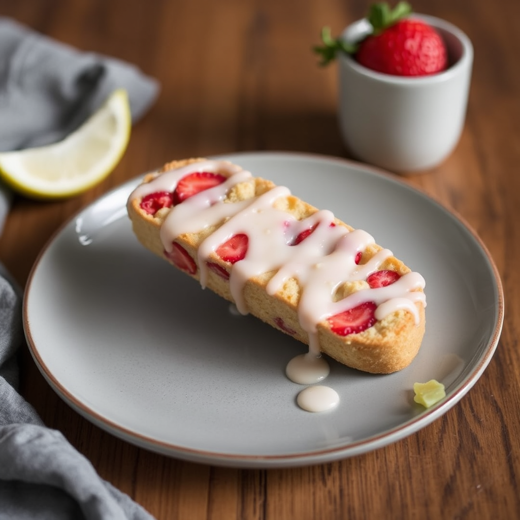 Strawberry Biscotti with Lemon Glaze