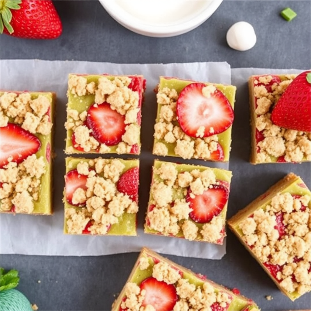 Strawberry Matcha Crumble Bars