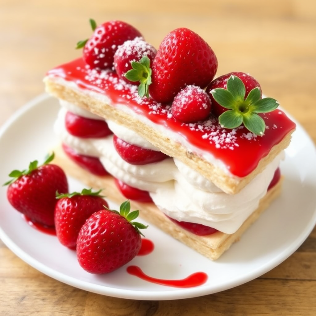 Strawberry Panna Cotta Mille-Feuille