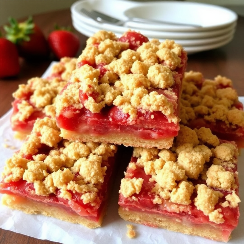 Strawberry Rhubarb Crumble Bars