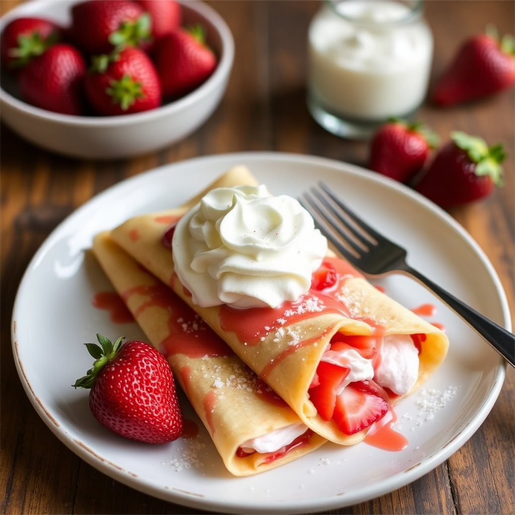 Strawberry Shortcake Crepes with Mascarpone Whipped Cream