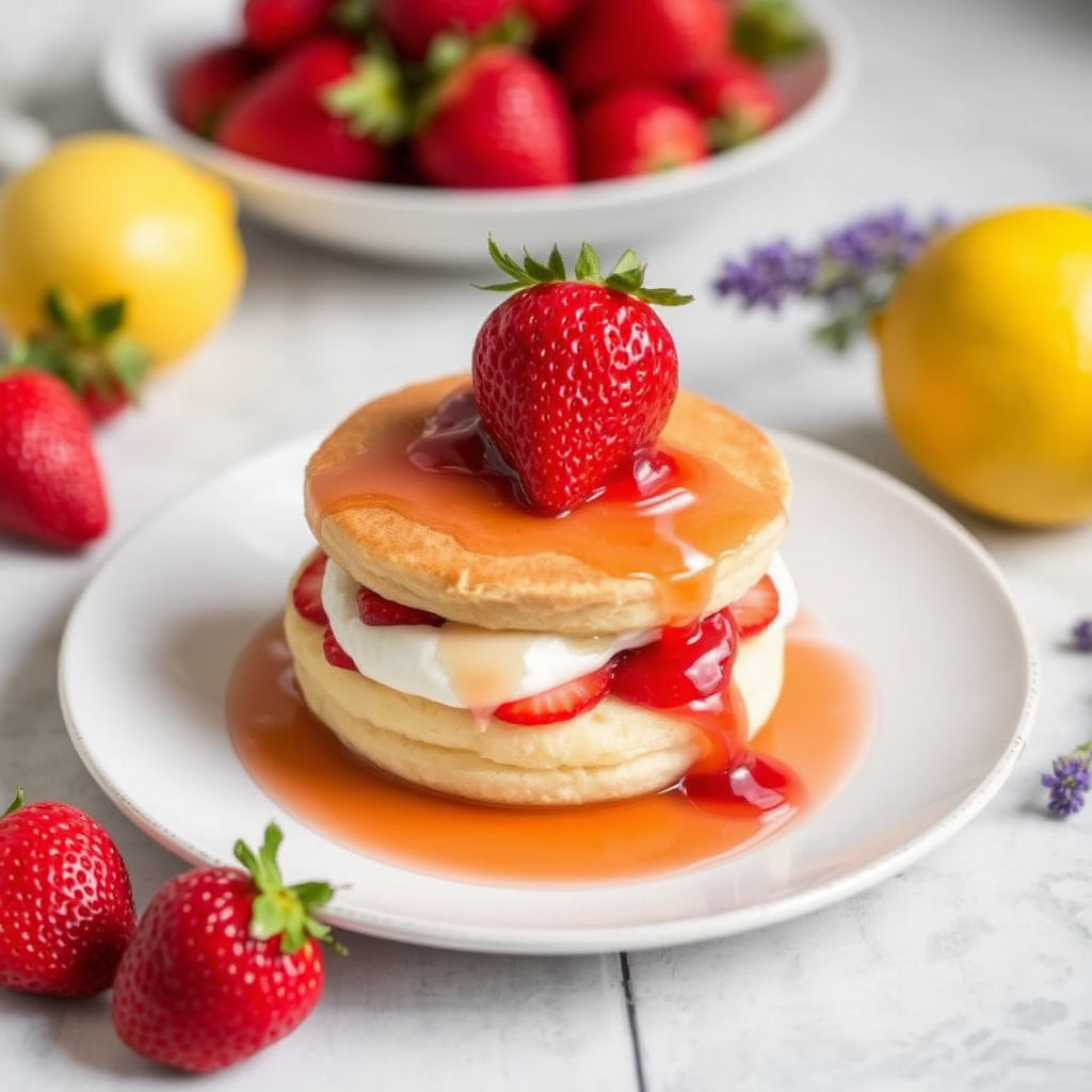 Strawberry Shortcake with Lemon Verbena and Lavender Syrup