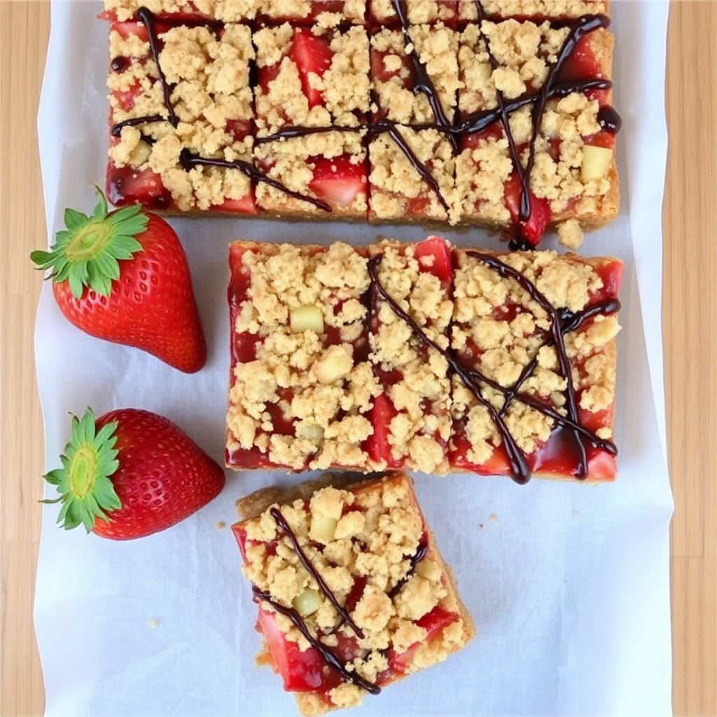 Strawberry and Balsamic Glazed Apple Crumble Bars