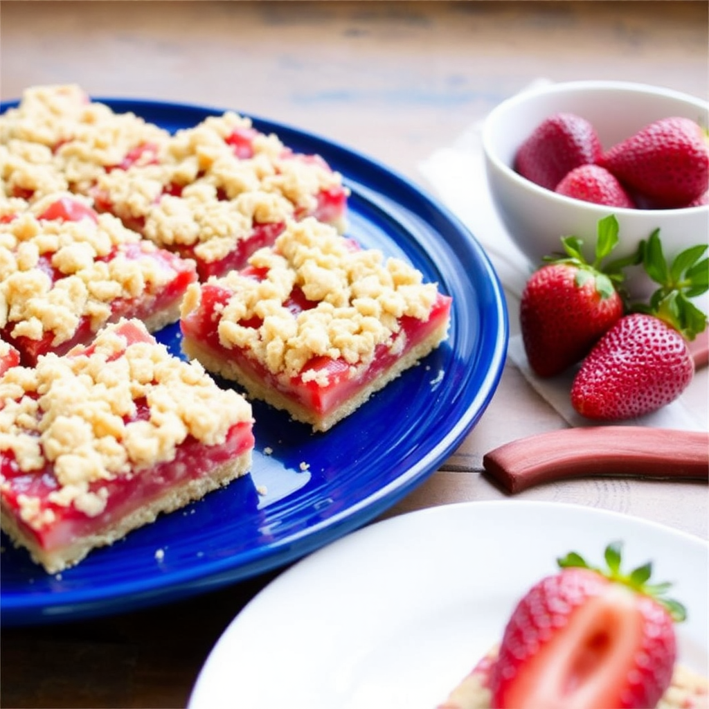 Strawberry and Rhubarb Crumble Bars