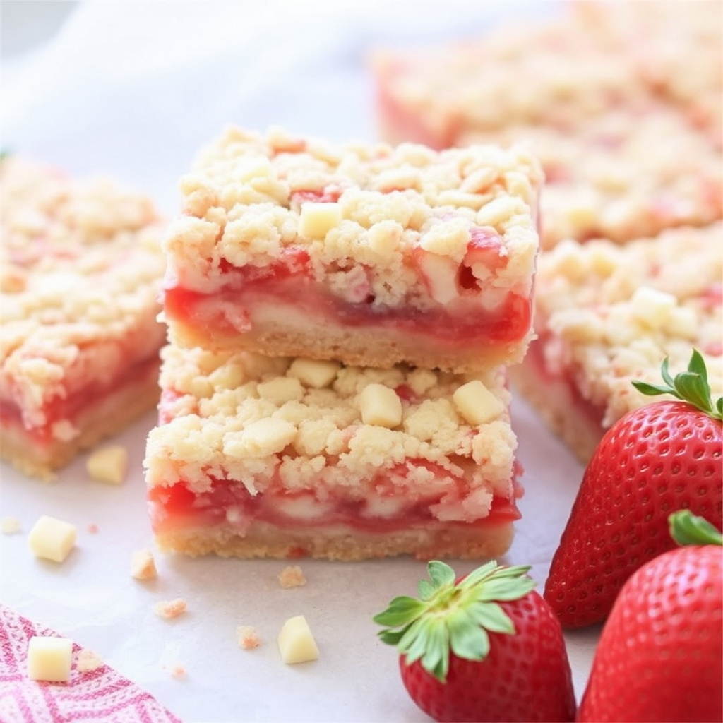 Strawberry and White Chocolate Crumble Bars