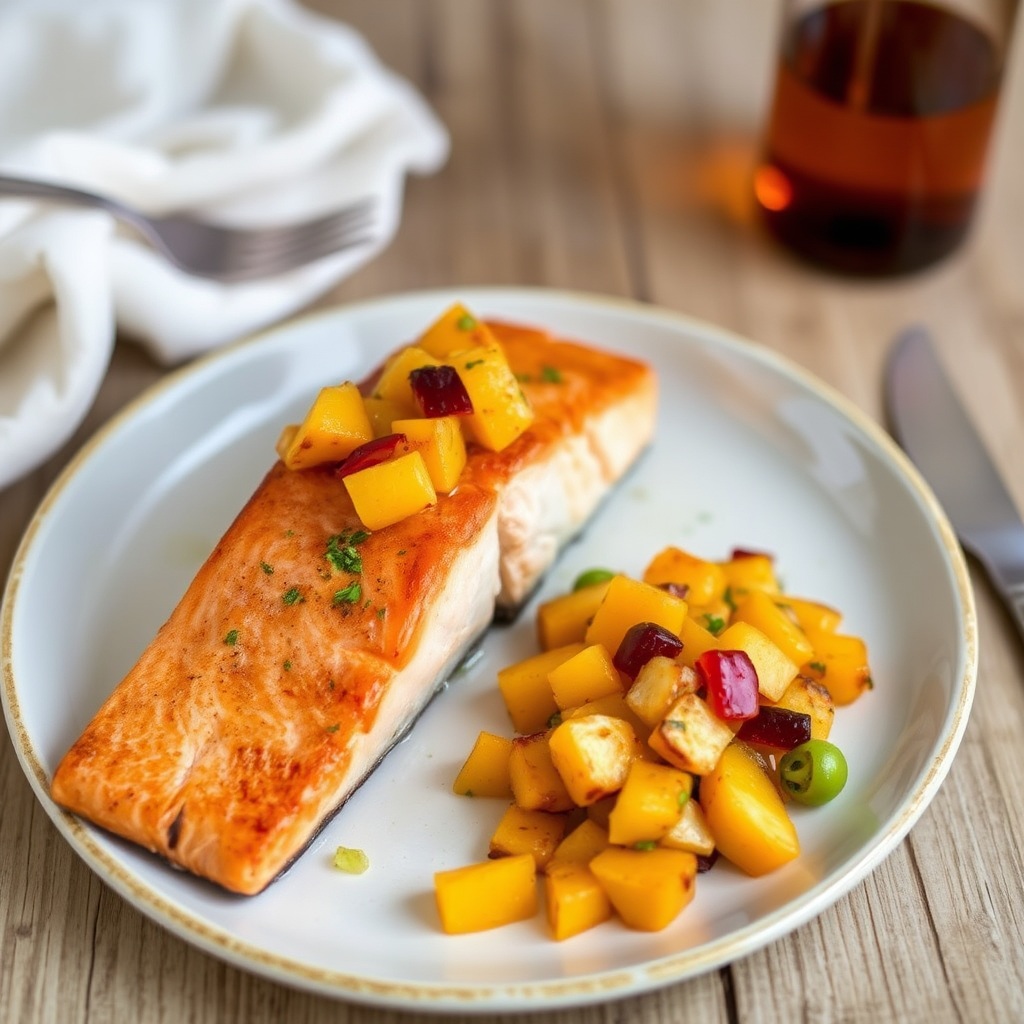 Sun-Kissed Salmon with Roasted Peach Salsa