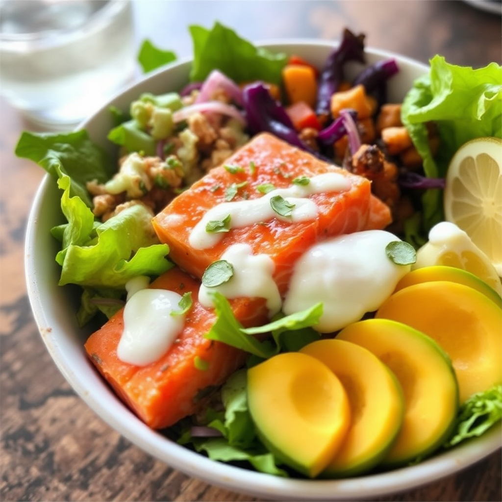 Sunrise Salmon Bowls with Coconut Ginger Dressing