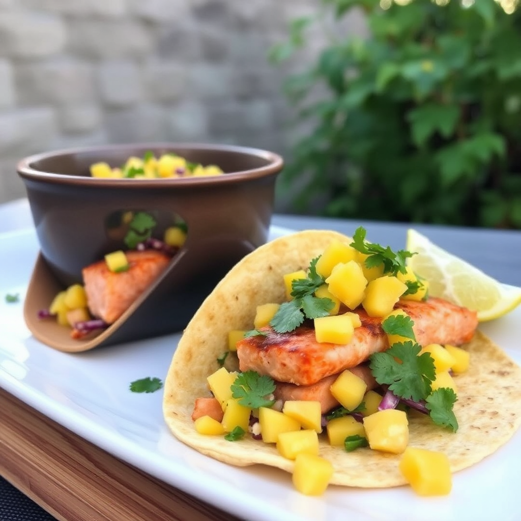 Sunset Salmon Tacos with Mango Salsa