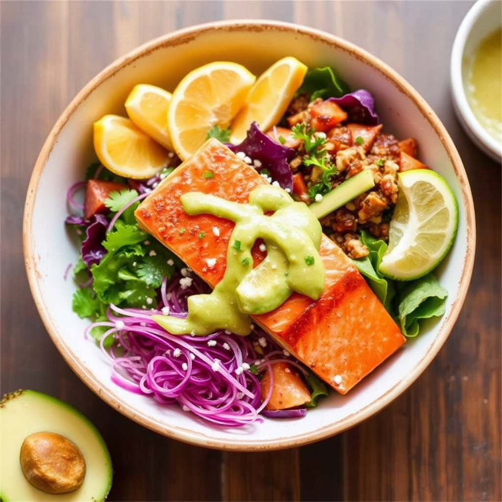 Sweet & Smoky Salmon Bowls with Citrus-Avocado Dressing