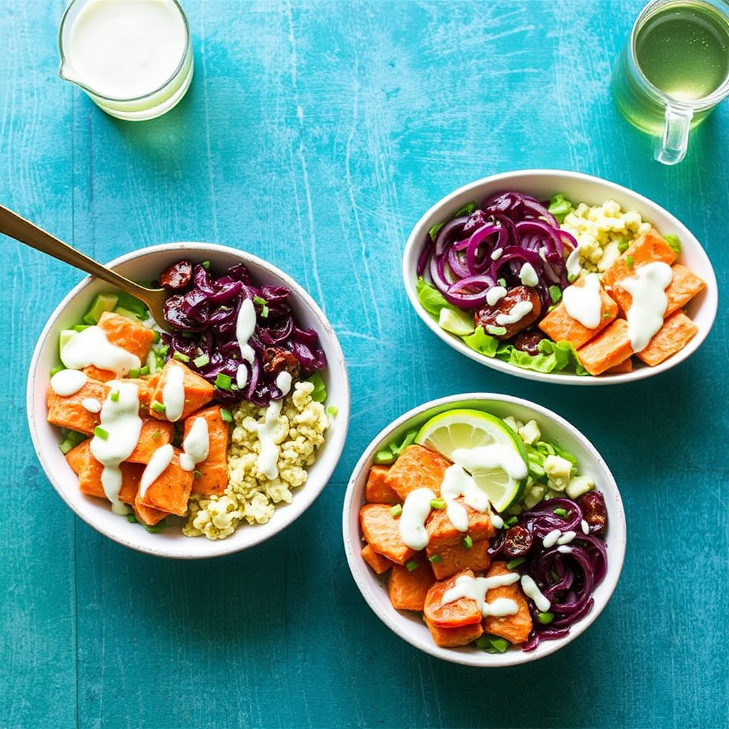 Sweet & Spicy Salmon Bowls with Coconut Lime Dressing