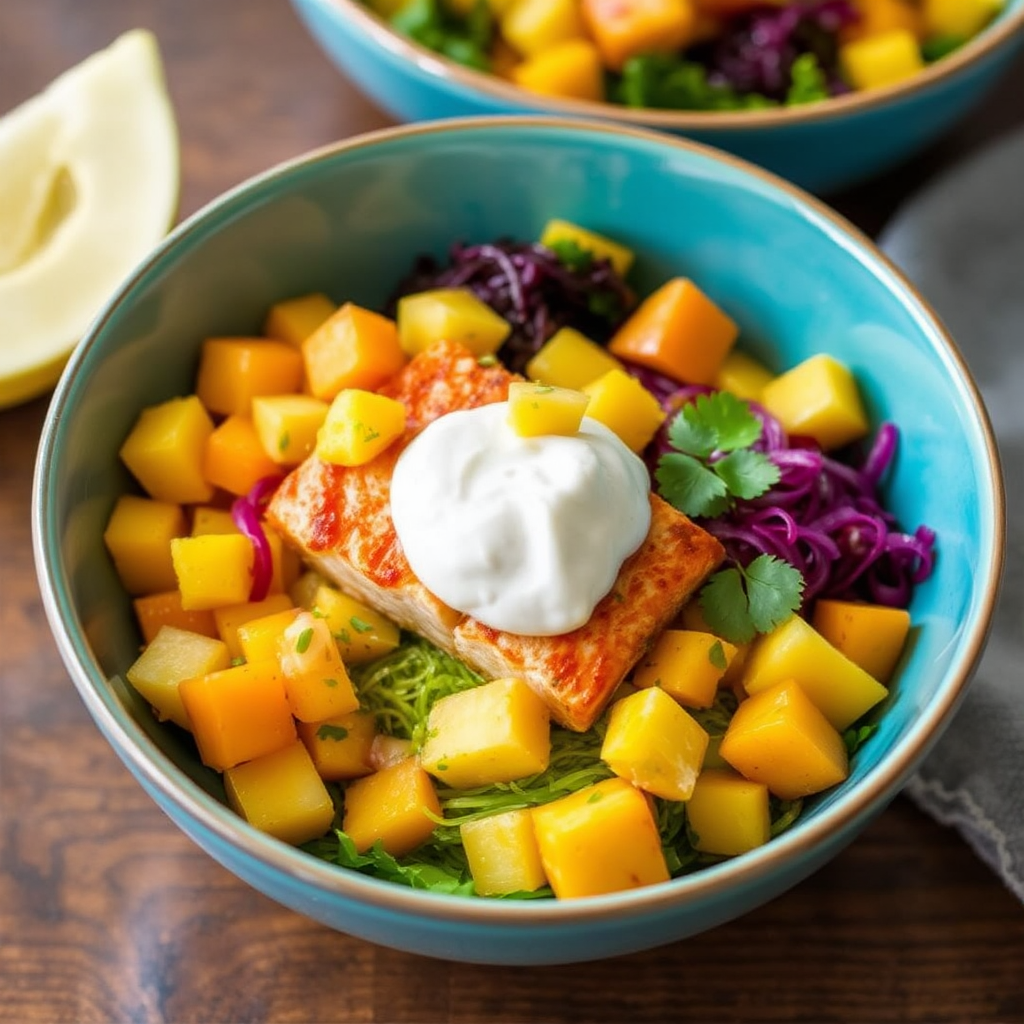 Sweet & Spicy Salmon Bowls with Mango Salsa