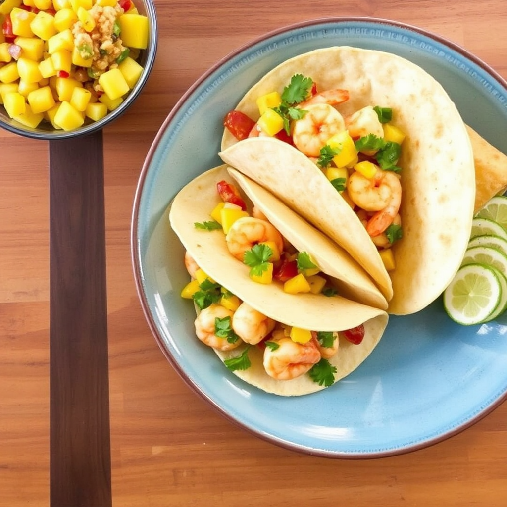 Sweet and Spicy Shrimp Tacos with Mango Salsa